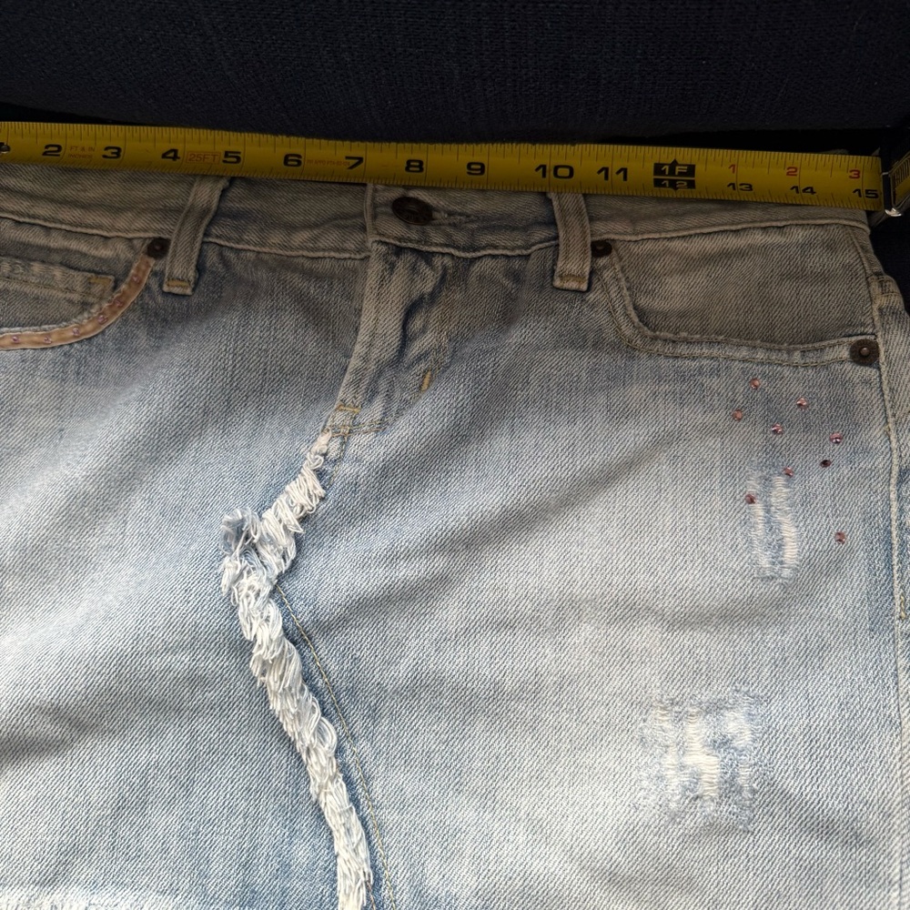 Vintage Y2K Guess Women's light Blue Denim mini Skirt size 24 - Picture 12 of 16